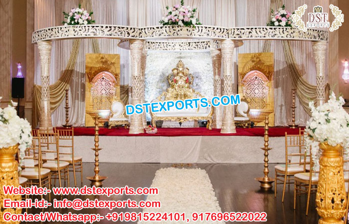 Elegant White Palazzo Crystal Wedding Mandap