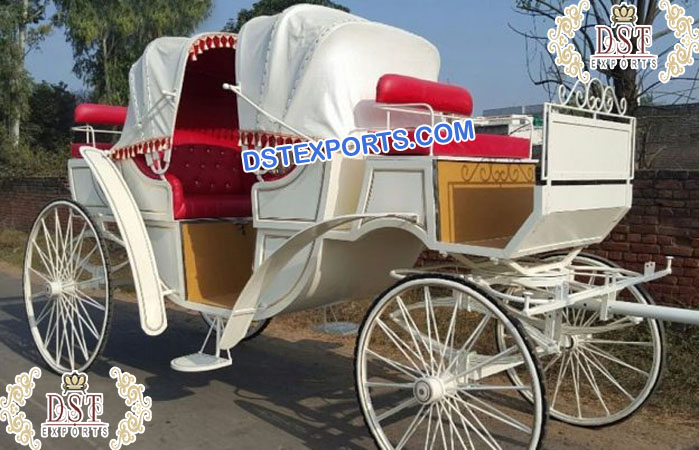 White Victoria Horse Drawn Touring Carriage