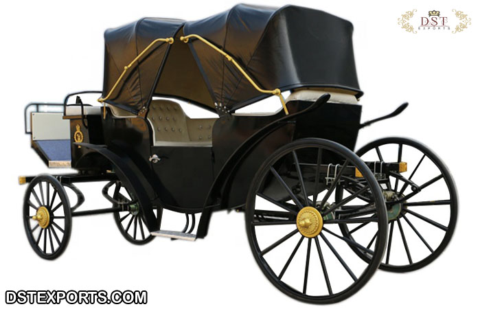 Black Convertible Vis a Vis Horse Carriage