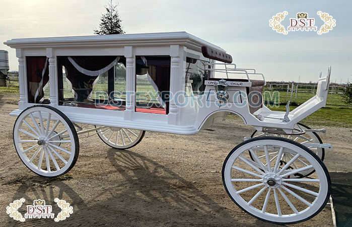 Latest White Horse Drawn Hearse Carriage