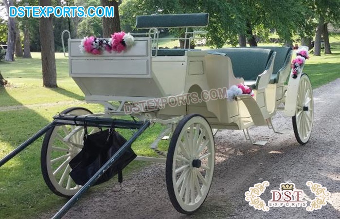 White Victorian Horse Drawn Carriage Cart