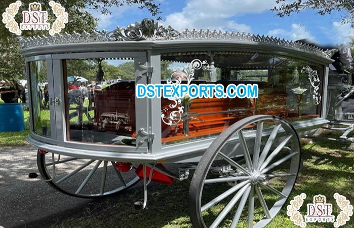 Royal Silver Finish Funeral Carriage For Sale