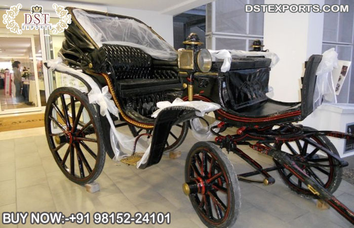 English Touring Black Antique Horse Drawn Carriage