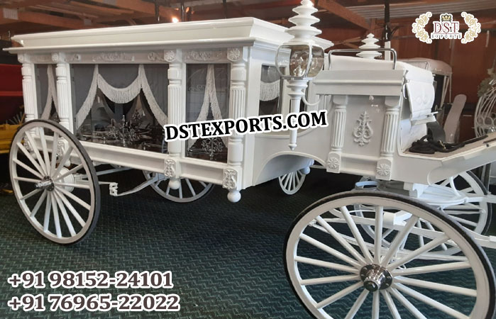 Victorian White Funeral Horse Carriage Manufacture