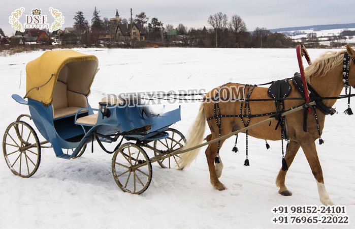 Stylish Barouche Horse Carriage for Snow Ride