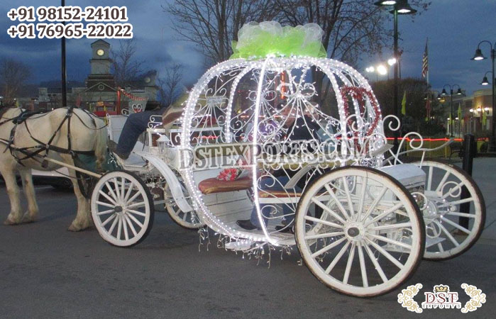 Exquisite Design Lighted  White Cinderella Carriag