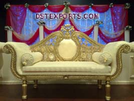 Asian Wedding Golden Metal Love Seaters