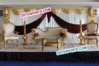 Latest Asian Wedding Golden Furniture Stage Set