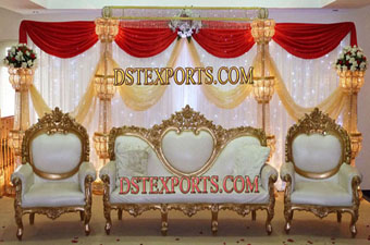 Asian Wedding Metal Crystal Gold Stage