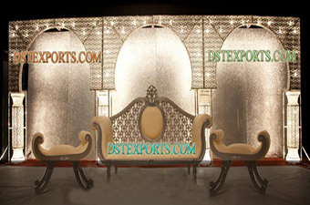 Asian Wedding Lighted Crystal Backdrop Stage