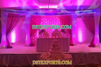 Latest Asian Wedding Crystal Pillars Stage Set