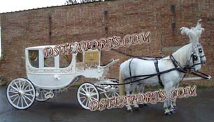 Royal White Covered Horse Drawn Carriage