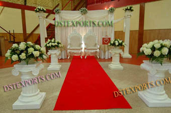 Wedding White Roman Pillars Stage