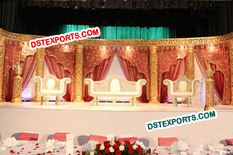 Muslim Wedding Golden Carved Stage