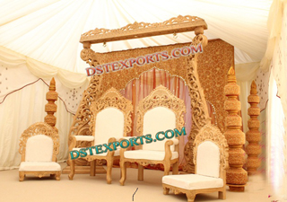 INDIAN WEDDING WOODEN CARVED STAGE SET