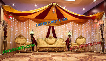 WEDDING GOLDEN TEAKWOOD SOFA SET