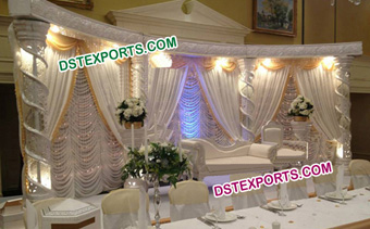 Asian Wedding Silver Fiber Crystal Stage