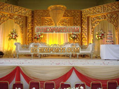 ASIAN WEDDING STAGE WITH GOLDEN CARVED BACKDROP