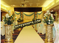 WEDDING GOLDEN CARVED FIBER PILLARS