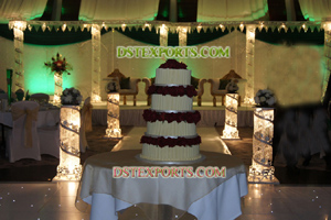 WEDDING AISLEWAY METAL SILVER CRYSTAL PILLARS