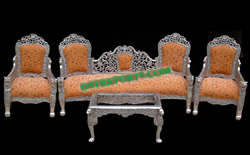 WEDDING SILVER METAL VICTORIAN SOFA SET