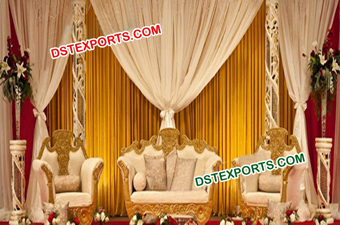 Muslim Wedding Gold Carving Sofa Set