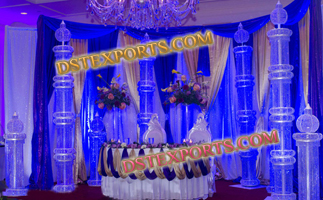 WEDDING STAGE METAL CRYSTAL PILLARS