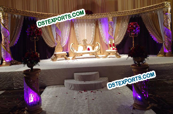 Elegant Muslim Wedding Golden Stage Set