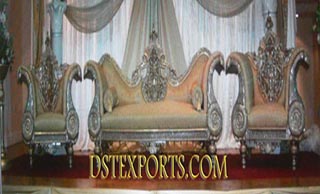 Wedding Silver Carved Metal Sofa Set