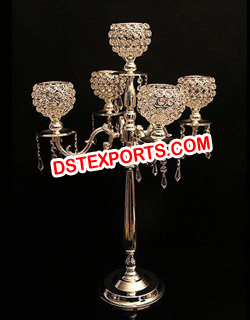 WEDDING SILVER CRYSTAL CANDLABRA