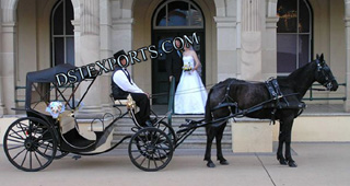 New Black Two Seater Horse Carriage