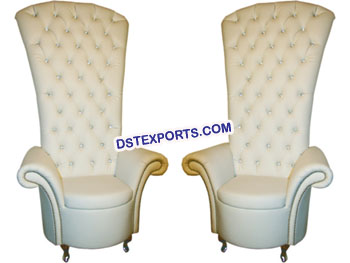 Wedding High Back Crystal Fitted White Chairs