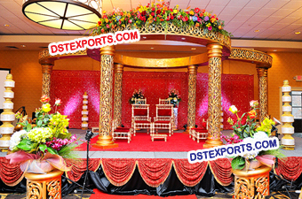 Indian Wedding Royal Golden Carved Mandap