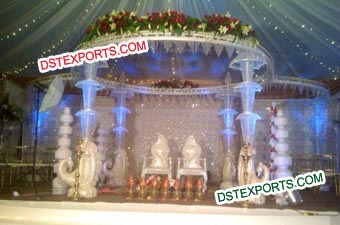 Wedding Peacock Crystal Umberala Mandap Set