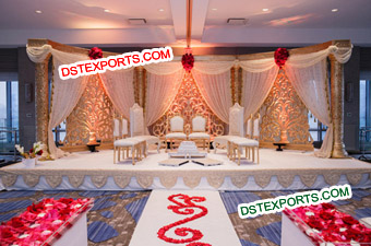 Asian Wedding Golden Stage Decorations