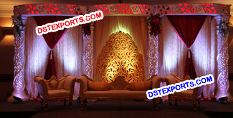 Latesr Asian Wedding Golden Heavy Carving Stages