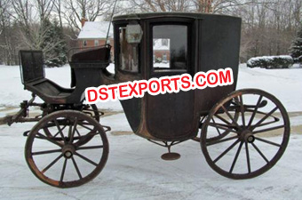 Wedding Black Covered Horse Drawn Carriage