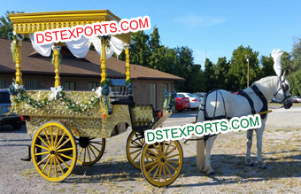 Golden Horse Drawn Wedding Wagon