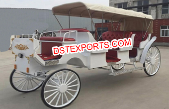 Three Seater Limousine White Wedding Horse Buggy