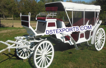 White Limousine Long Horse Drawn Carriage