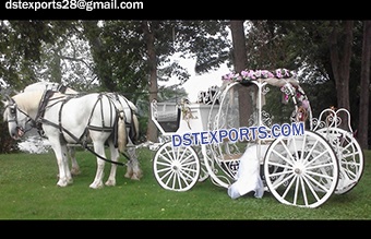 Elegant White Cinderella Horse Carriage