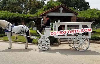 White Funeral Horse Carriages Buggy