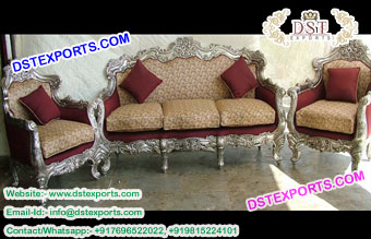 Teak Wood Silver Wedding Sofa Set