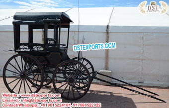 Vintage Black Pony Horse-Drawn Carriage