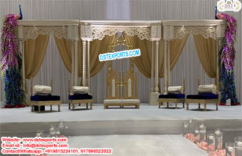 Stylish Wedding Triple Pillar Stage Decoration