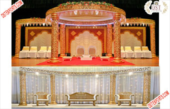 Stunning Golden Carved Fiber Wedding Mandap