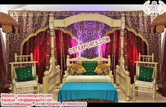 Muslim Mehndi Stage Embroidered Backdrop/Curtains