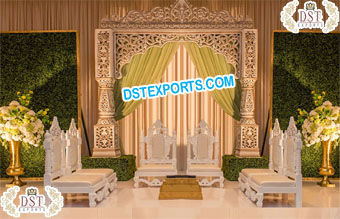 Stylish Pearl White Low Seating Mandap Chairs