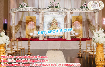 Elegant White Palazzo Crystal Wedding Mandap