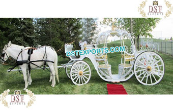 White Cinderella Princess Horse Drawn Carriage